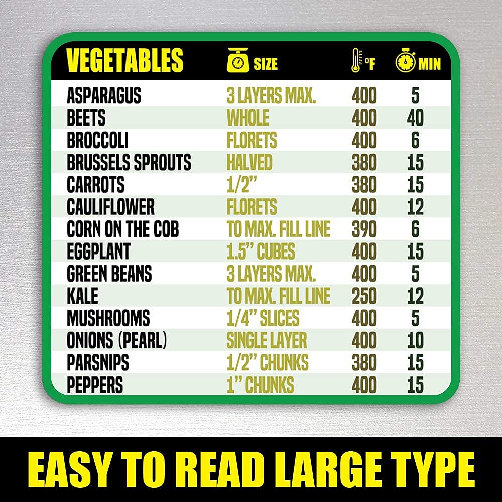 Extra Large 11” x 8.5” Air Fryer Cooking Times & Kitchen Conversion Chart Magnet Bundle - Easy Read Reference Guide for Air Frying, Baking, Cooking Measurements & Recipe Conversions - Perfect for Home Chefs & Kitchen Organization