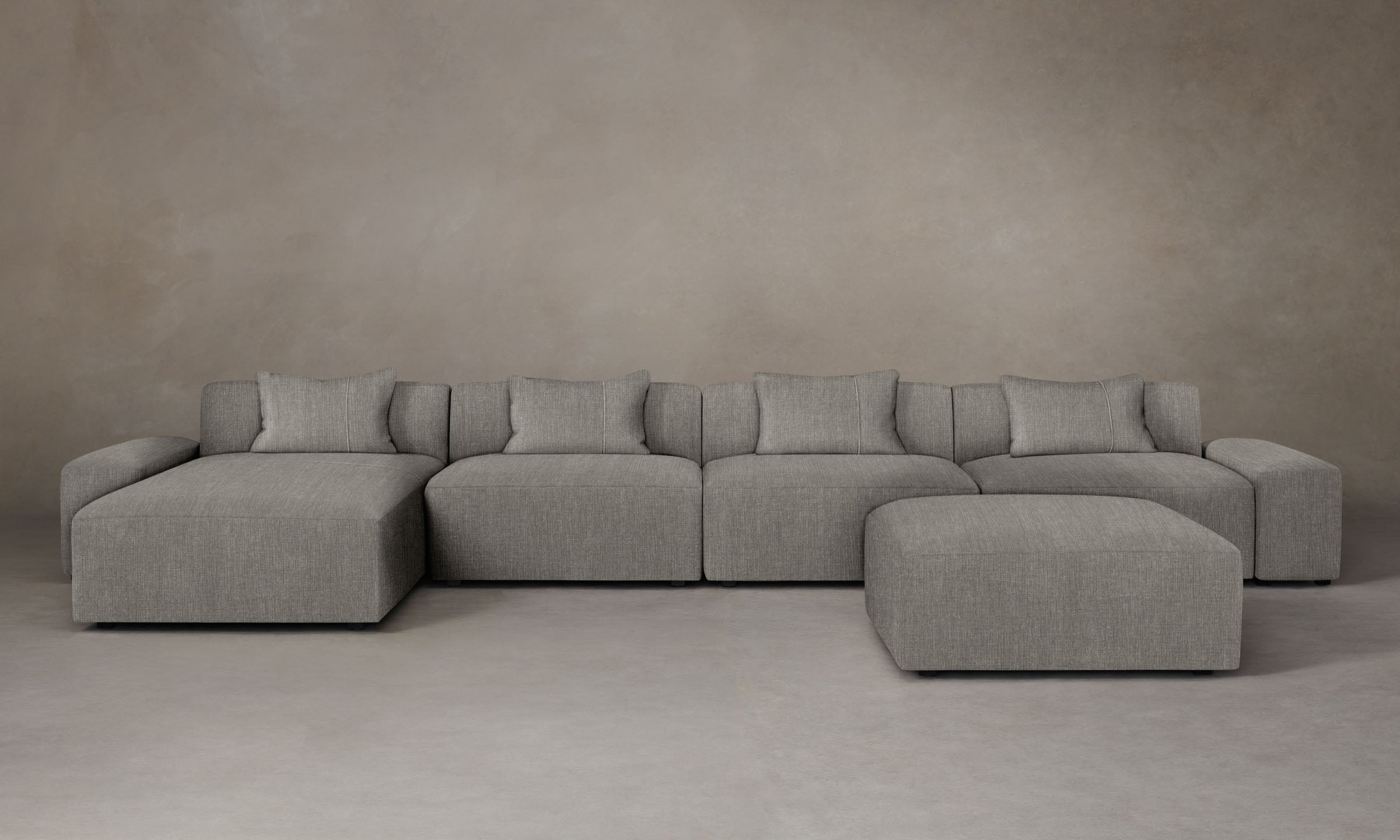 Breuer Modular Sectional Sofa with Performance Tweed Fabric in Oatmeal - Perfect for Living Room, Family Room & Home Theater Comfort