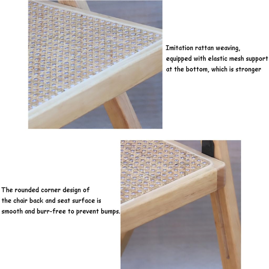 Ergonomic Rattan Wooden Folding Chair - Portable Stackable Dining Chair with Rotatable Backrest for Home, Garden & Outdoor Use | Perfect for Patio Dining, Camping & Small Space Living