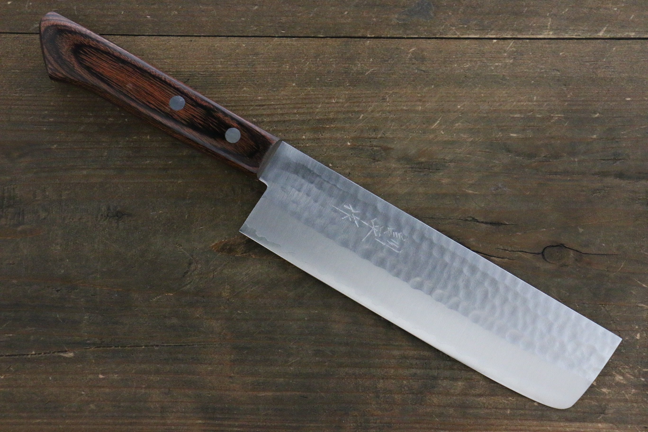 Premium Kunihira VG1 Hammered Usuba Knife 165mm - Japanese Chef Knife with Mahogany Handle - High Carbon Stainless Steel Blade for Slicing, Chopping & Precision Cutting - Perfect for Sushi, Vegetables & Professional Kitchens
