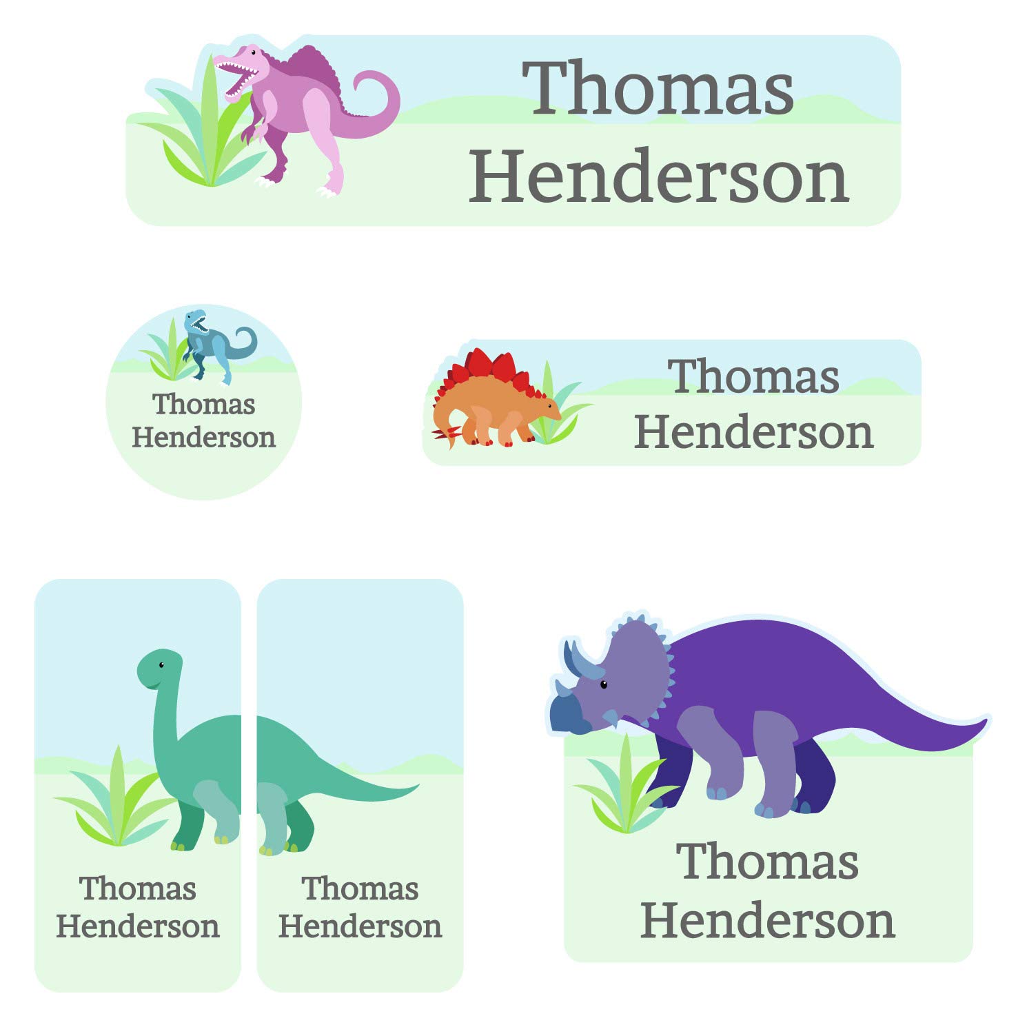 Custom Daycare Name Labels - 99 Personalized Waterproof Stickers (5 Sizes) for Clothing, Toys, Books & School Supplies | Dinosaur Design | Perfect for Daycare, Preschool & Kids Organization