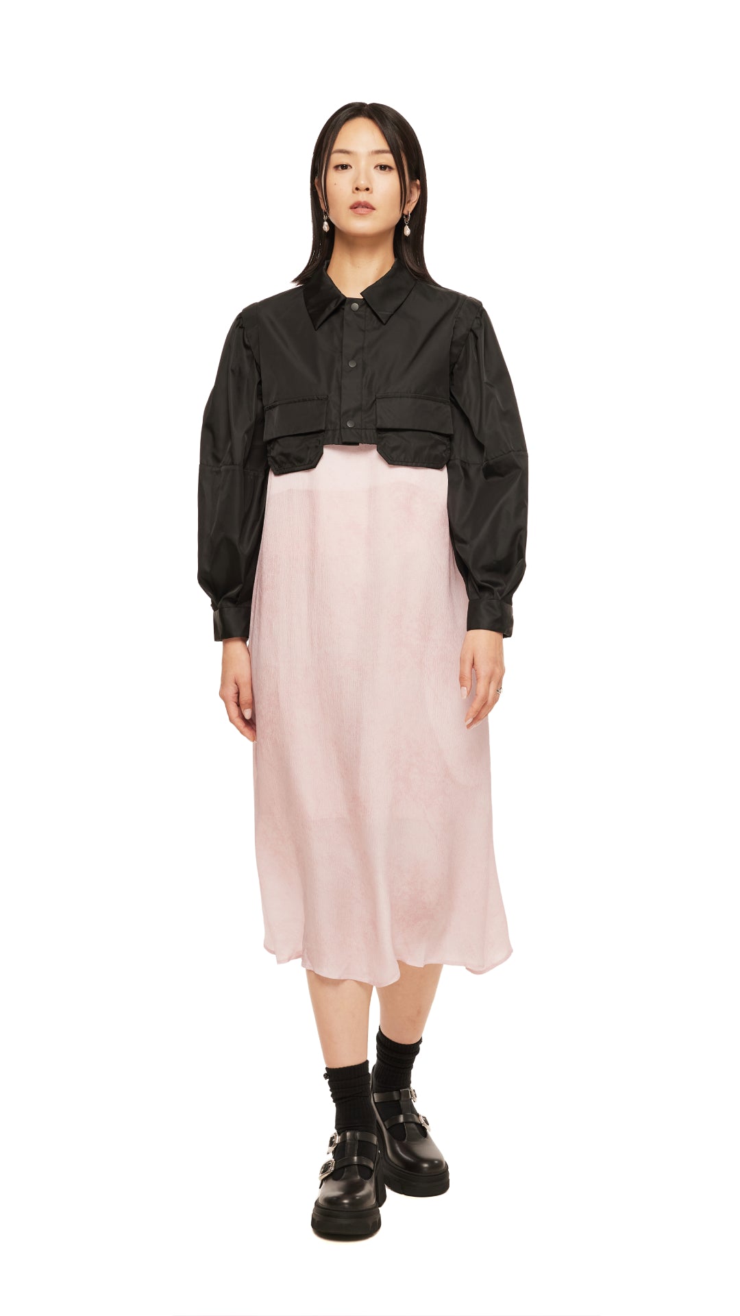 Women's Puff Sleeve Nylon Short Shirt Jacket - Lightweight Spring/Summer Outerwear for Casual Outings & Street Style Fashion