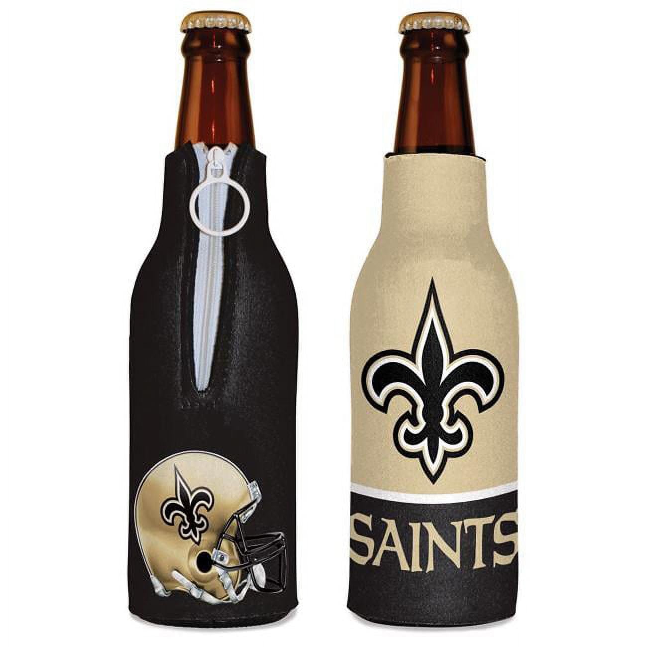 WinCraft NFL New Orleans Saints Bottle Cooler - Insulated Team Color Can & Beer Koozie for Tailgating, BBQ, and Outdoor Parties