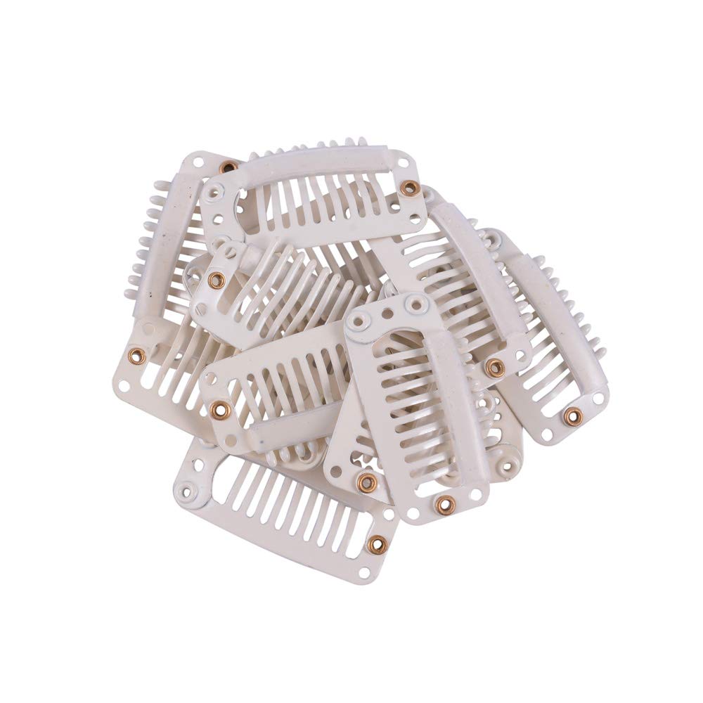 24 Pcs YANTAISIYU 32mm 9-Teeth Snap Wig Clips - Metal Hair Extensions Clips Comb for Wigs, Hairpieces & Extensions (Blonde) - Perfect for Styling, Volume Boost & Secure Hold
