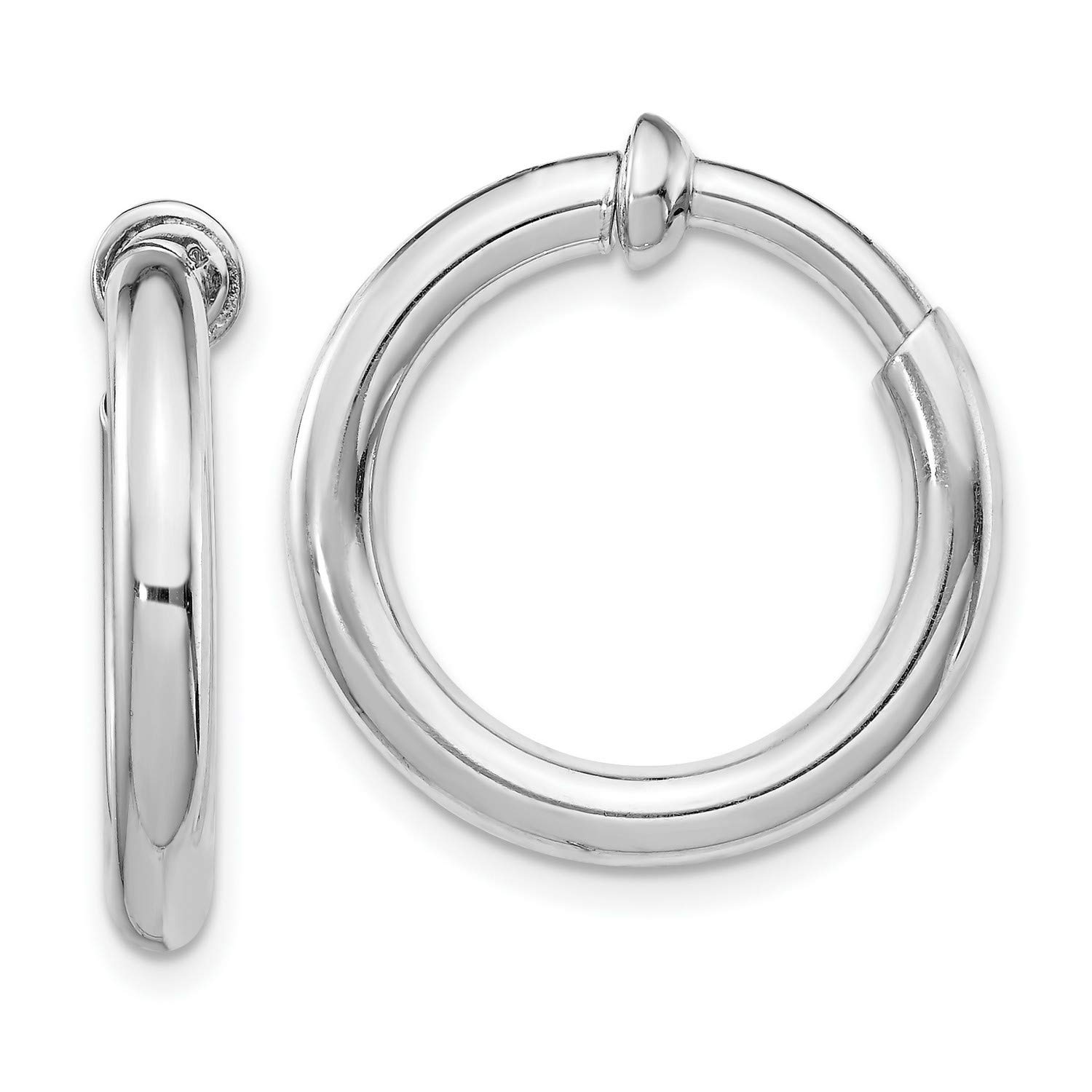 Sterling Silver 3mm Clip-On Hoop Earrings for Non-Pierced Ears - 21x21mm Endless Loop Design - Perfect for Parties, Weddings & Everyday Wear