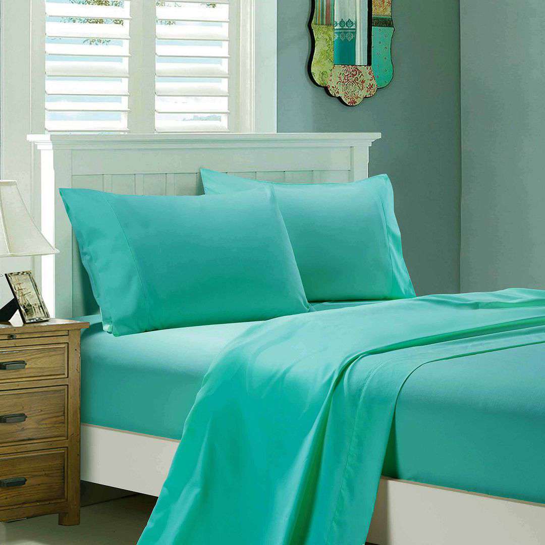 1000TC Ultra Soft Queen Size Bed Sheet Set - Teal Blue Flat & Fitted Sheets for Luxurious Comfort | Perfect for Master Bedroom, Guest Room & Airbnb