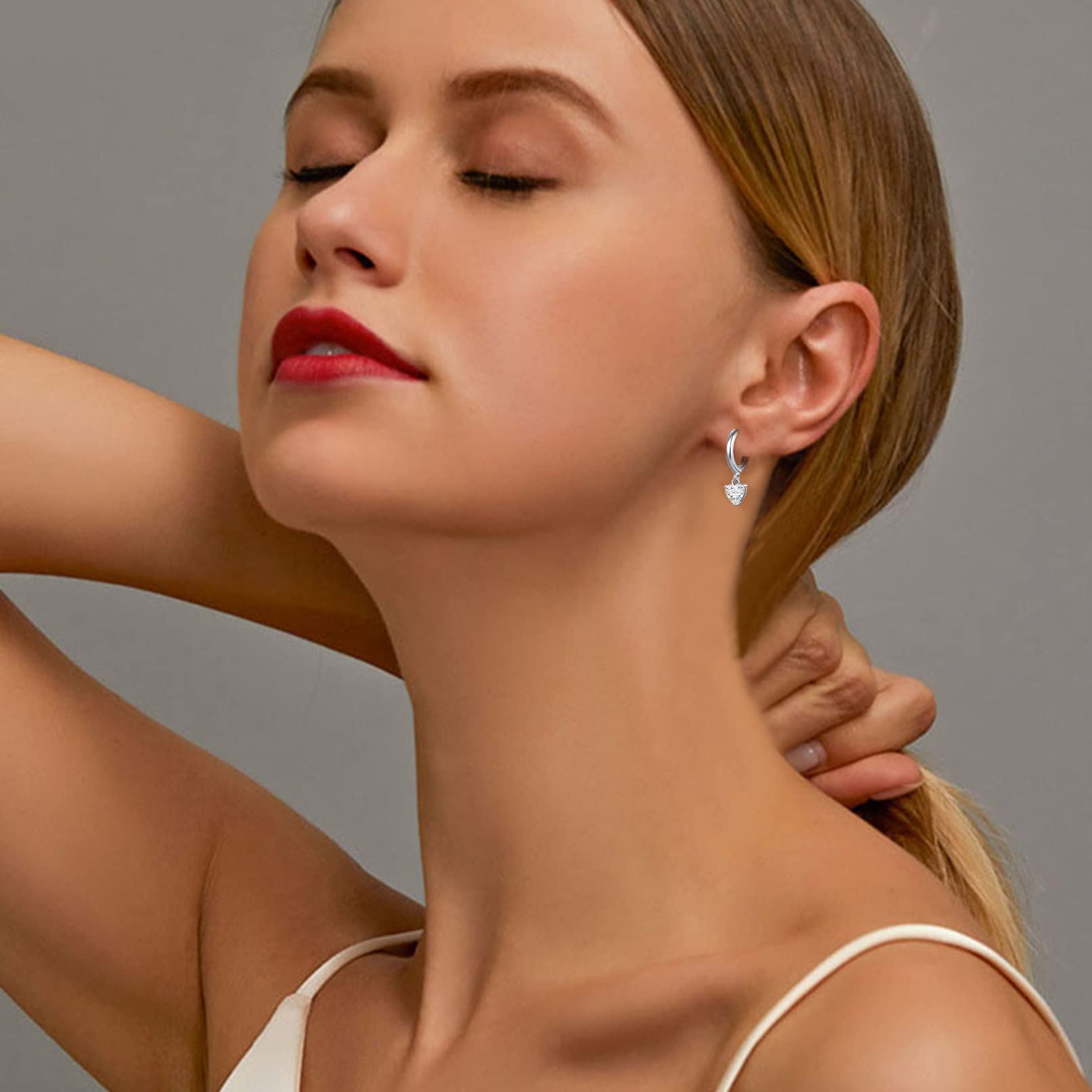 18K Gold Plated Small Silver Hoop Earrings for Women - Round/Heart/Teardrop Dangle Drop Earrings with Cubic Zirconia | Perfect for Parties, Weddings & Everyday Wear