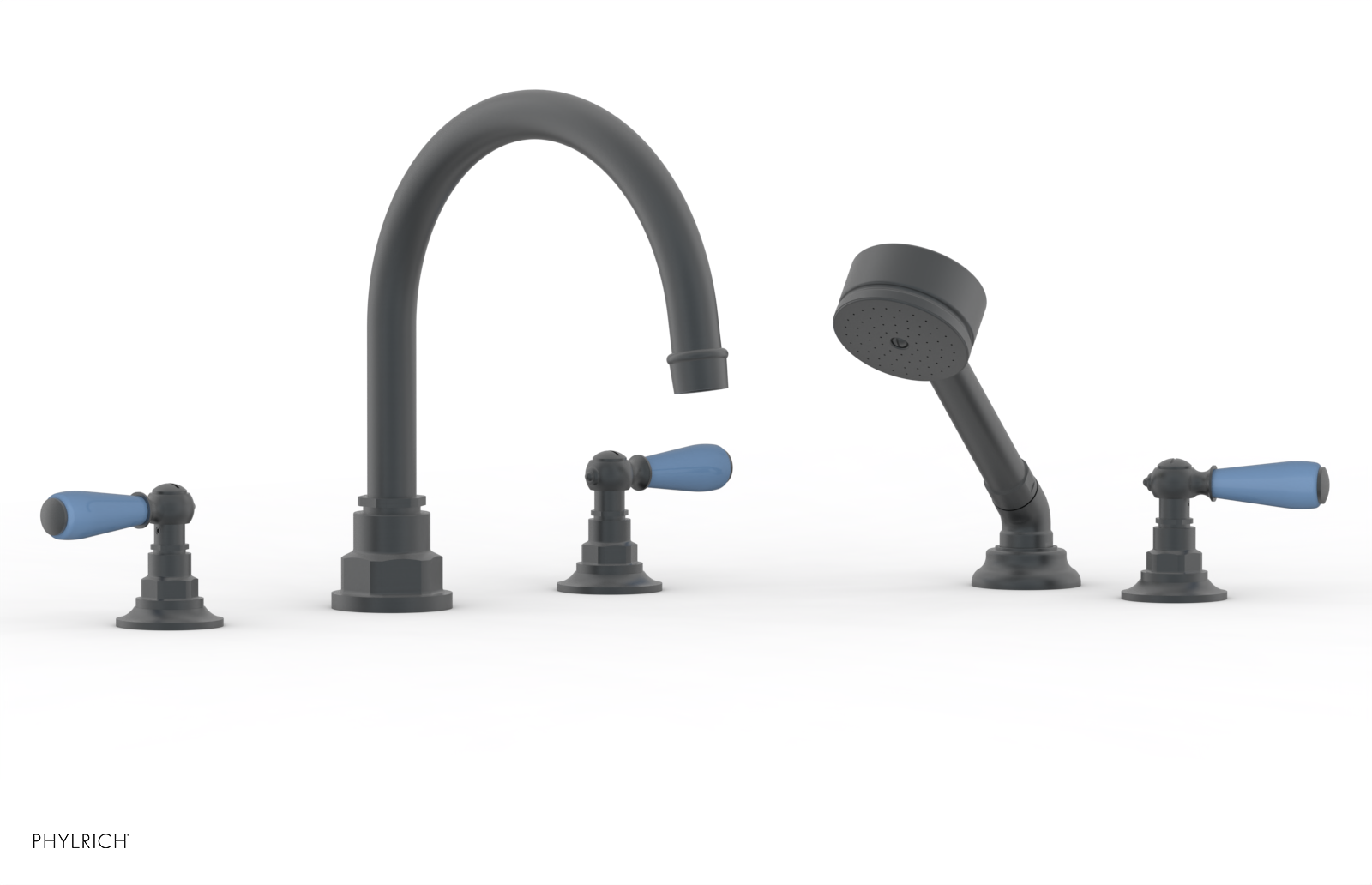 Jamestown Deck Tub Set with Hand Shower - Lever Handles & Light Blue Accents - 165