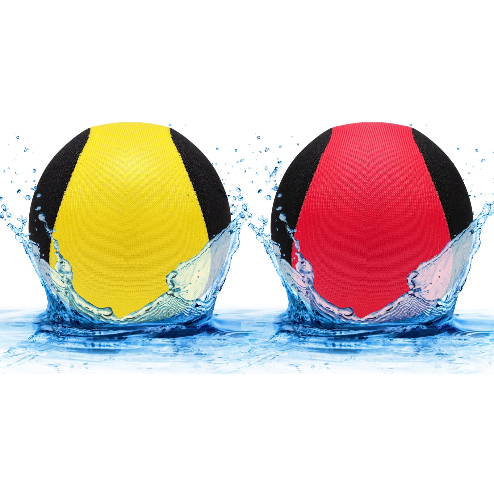 Lewondr Floating Dog Pool Toys - 2 Pack Interactive Fetch Balls, Bouncing Chew Toys for Small, Medium & Large Dogs, Black/Red & Black/Yellow - Perfect for Summer Water Play, Pool Fun & Outdoor Adventures