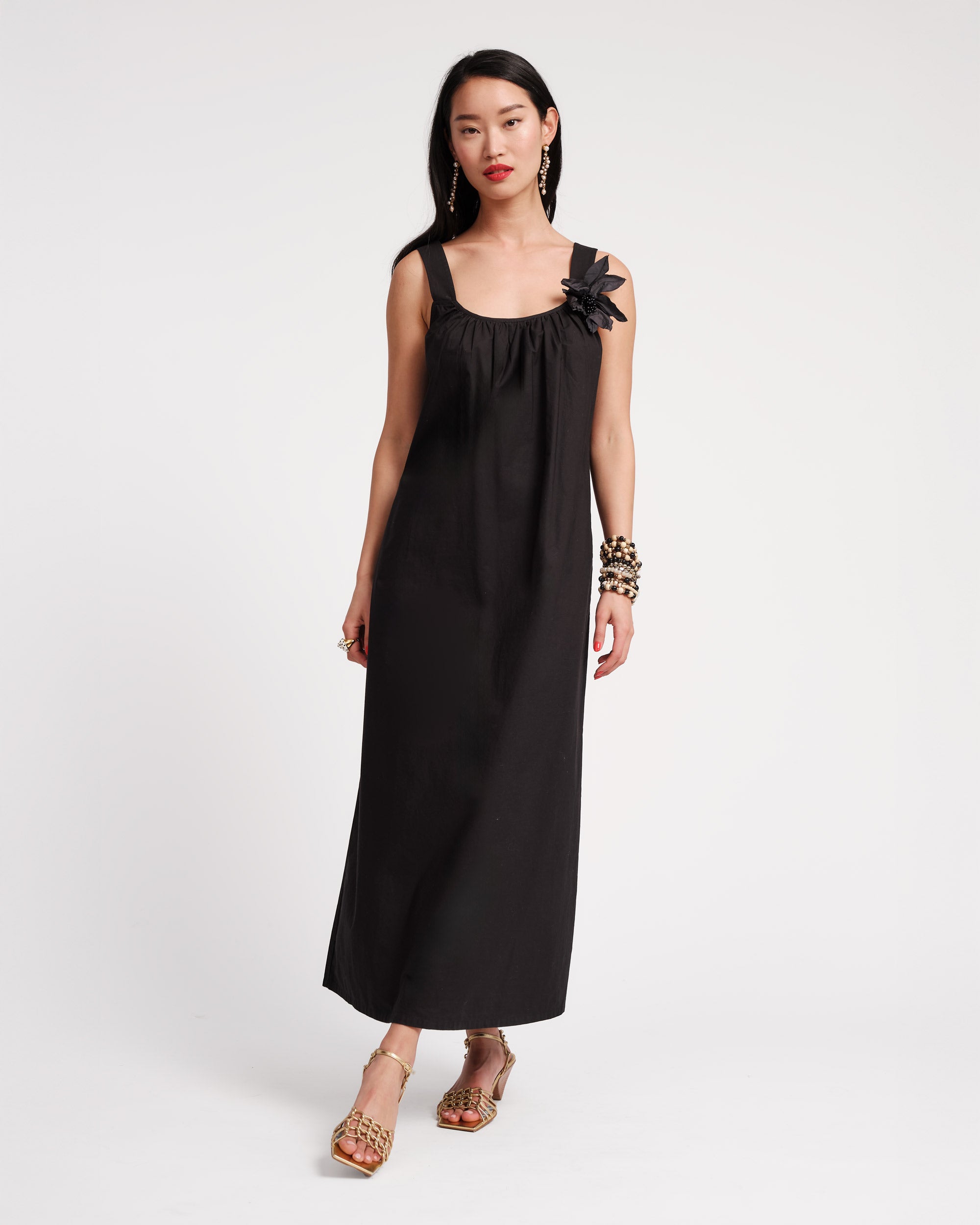 Lynda Maxi Dress for Women - Elegant Black Long Dress for Summer, Beach, and Casual Wear