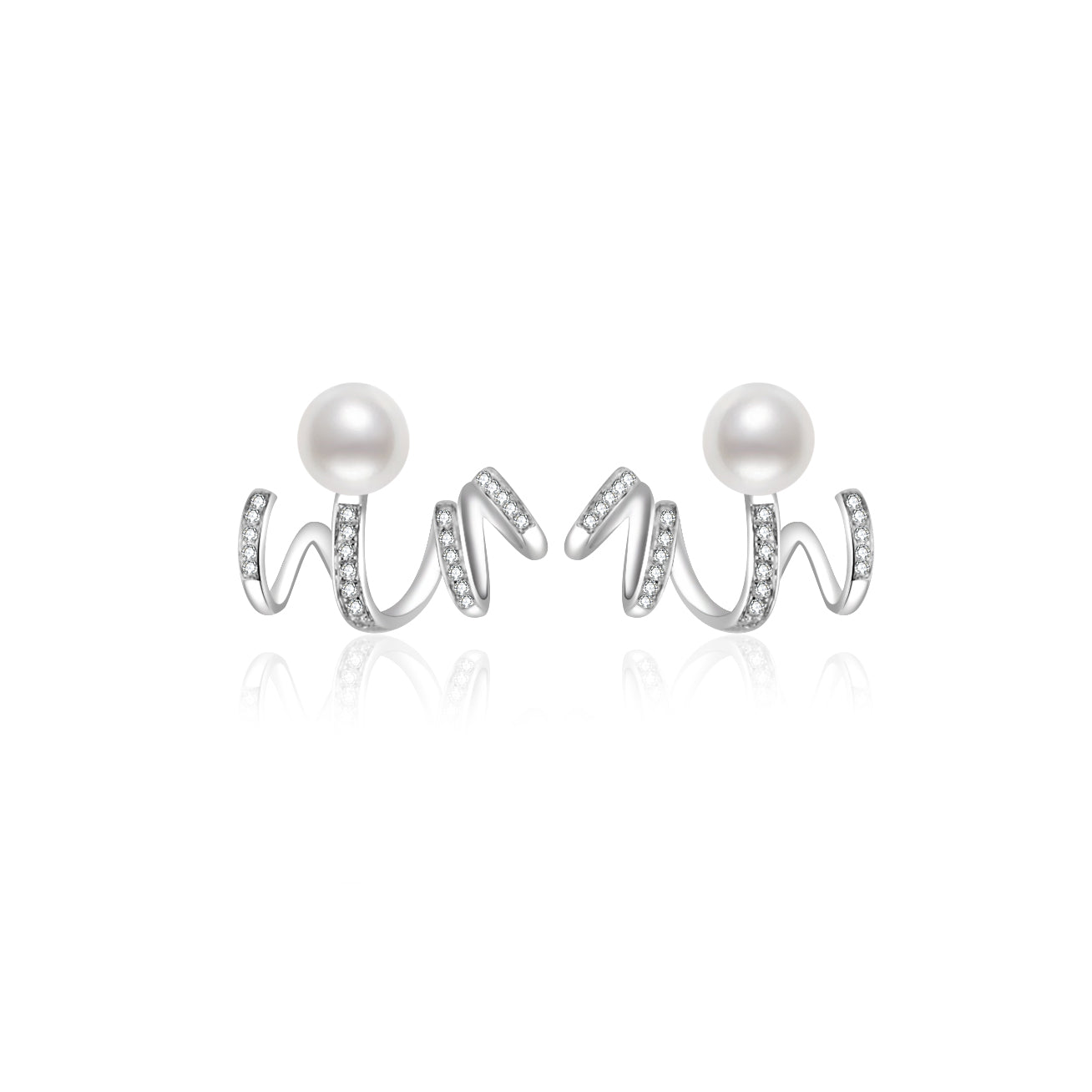18K Gold Diamond Hanadama Akoya Pearl Stud Earrings KE00229 | LOVE Collection - Perfect for Weddings, Anniversaries & Special Occasions