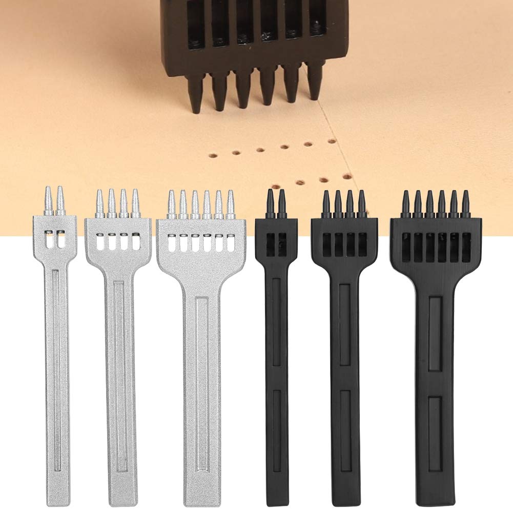 6Pcs High-Carbon Steel Leather Chisel Set - 4mm 2/4/6 Prong Leather Punching Tools for Leathercraft, DIY Projects & Shoe Repair - Perfect for Leatherworking, Bag Making & Belt Crafting
