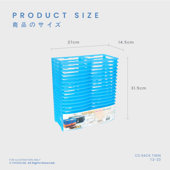 CD Rack Twin - Holds 112 CDs (20 Pairs) - Space-Saving Media Storage Organizer for Home, Office, or Studio