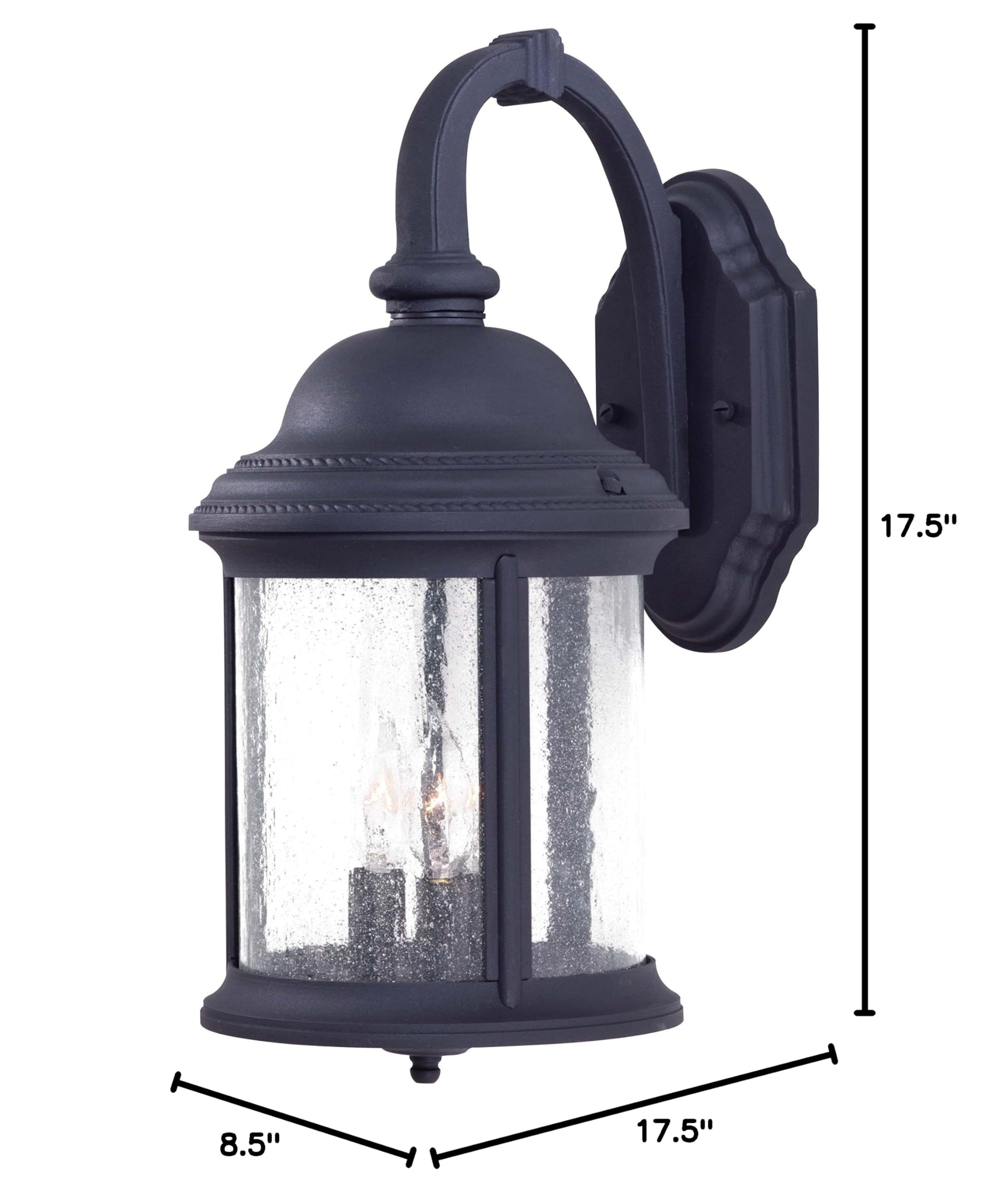 Minka Lavery 9011-66 Hancock Black Outdoor Wall Light - 180W Cast Aluminum Exterior Wall Lantern for Porch, Patio, Garden & Entryway Lighting