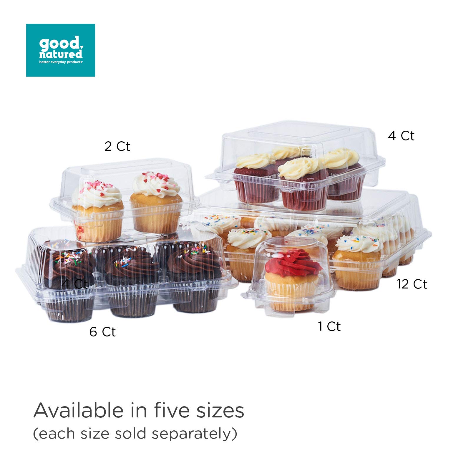 Eco-Friendly 12-Pack Classic Cupcake & Muffin Containers - 100% Plant-Based, BPA-Free Clear Baking Boxes with Lids (3