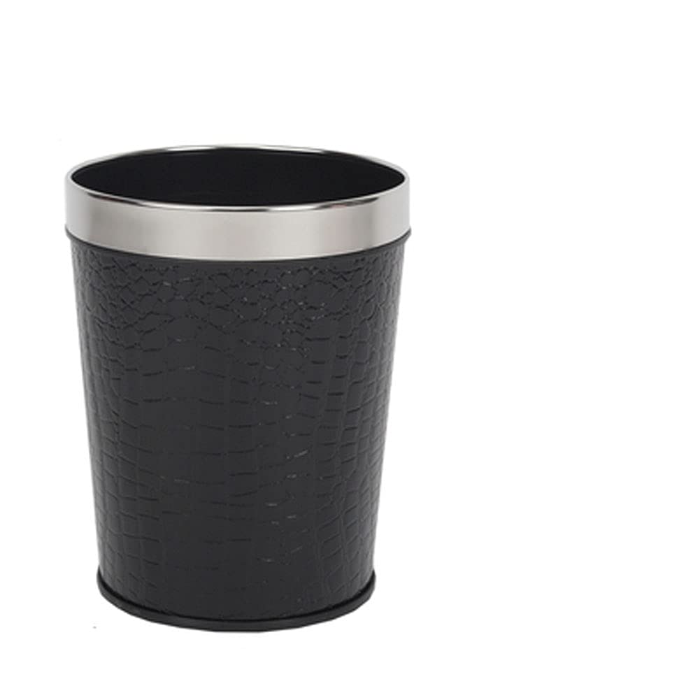 MYtodo Creative Retro 12L Trash Can for Living Room, Kitchen & Bathroom - No Cover, Stylish Black - Perfect for Home, Office & Dorm Decor