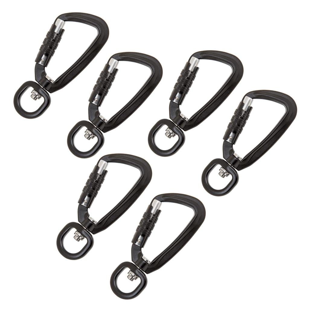 Self Locking Carabiner Clip - Heavy Duty D-Ring Keychain Hook with Rotating Ring for Outdoor Hiking, Camping, Hammock, Backpack, Gear Organization (2 Pack)