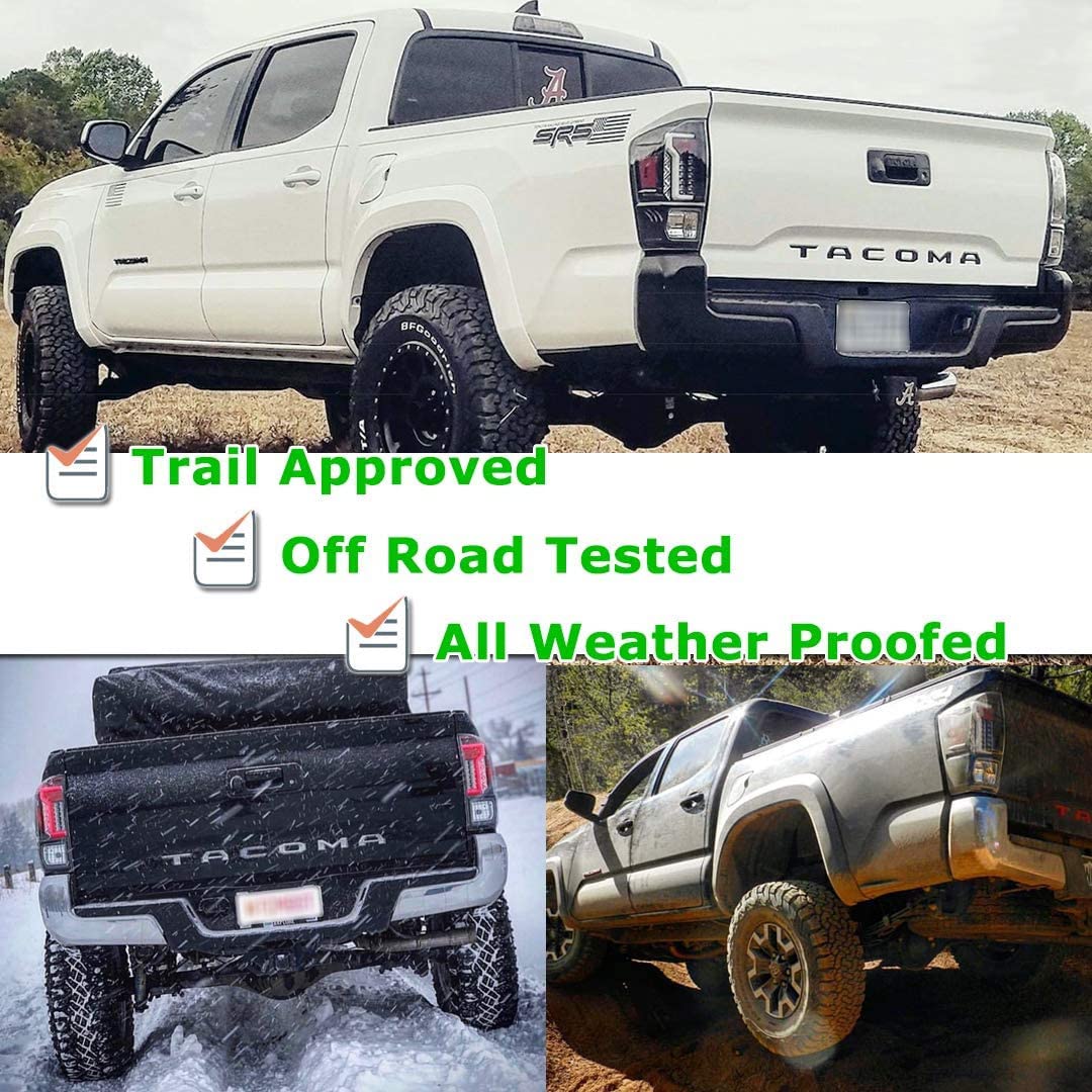 CPW LED Tube Bar Tail Lights for 2016-2023 Toyota Tacoma - Black/Clear Lens Replacement | Enhanced Visibility & Style for Night Driving & Off-Road Adventures