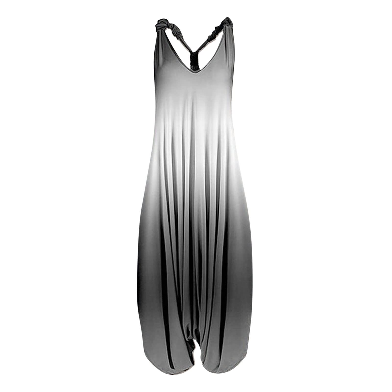 Posijego Women's Boho Overalls - Casual Loose Fit Sleeveless Strapless Graphic Jumpsuit Romper for Summer Outings & Music Festivals