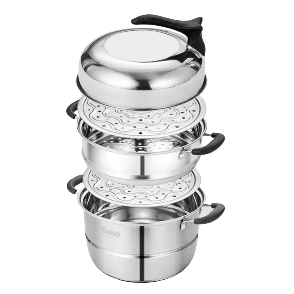 **4-Layer 304 Stainless Steel Stock Pot with Steamer – Multi-Function Soup Pot for Gas Stove & Induction Cooker (28cm) – Ideal for Cooking, Steaming & Meal Prep**