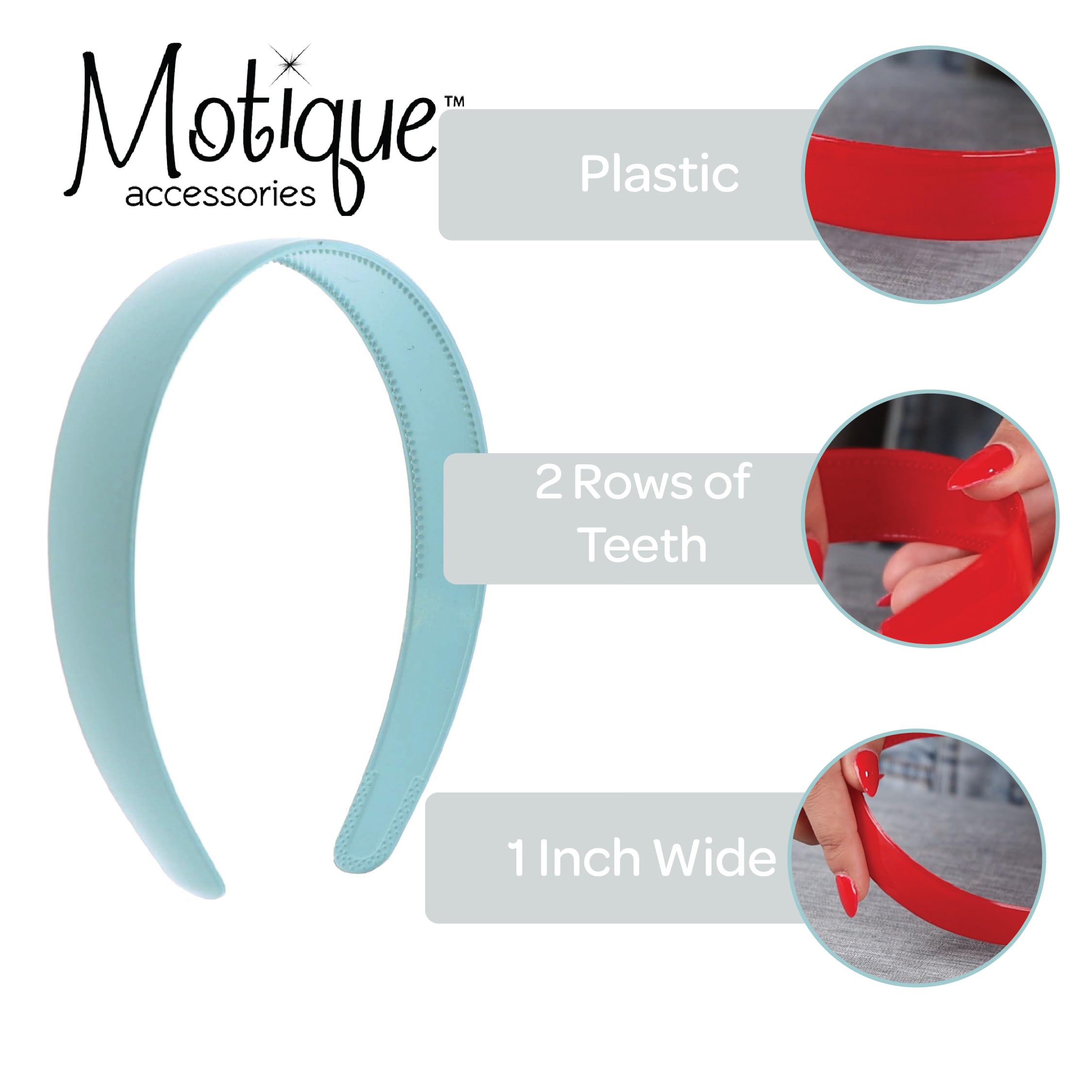 Motique Navy 1 Inch Plastic Hard Headband with Teeth for Women & Girls - Perfect for Sports, Workouts, and Everyday Hair Styling