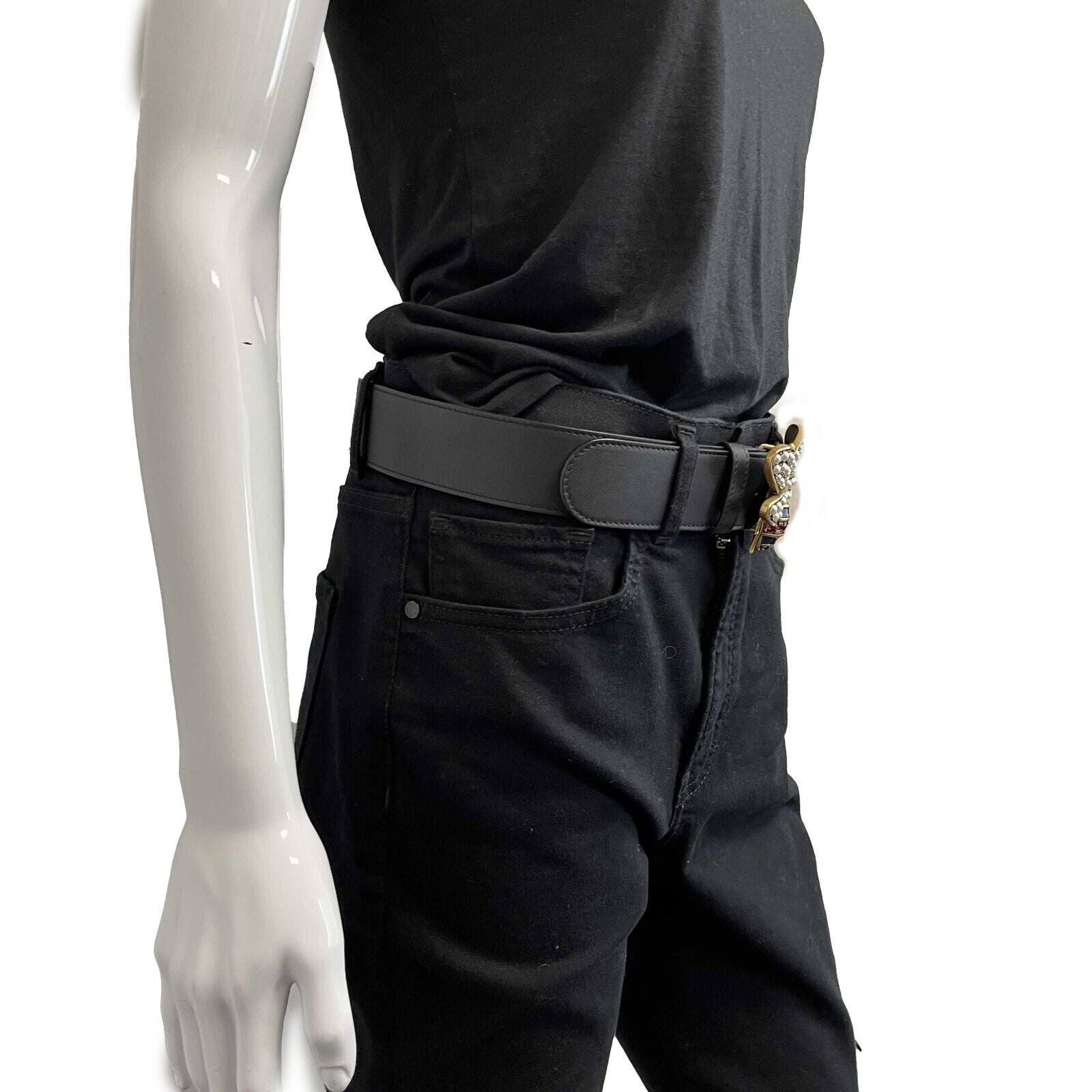 Gucci Queen Margaret Bee Crystal Calfskin Belt 85/34 - Luxury Designer Women's Fashion Accessory for Dresses & Jeans | Perfect for Parties & Office Wear