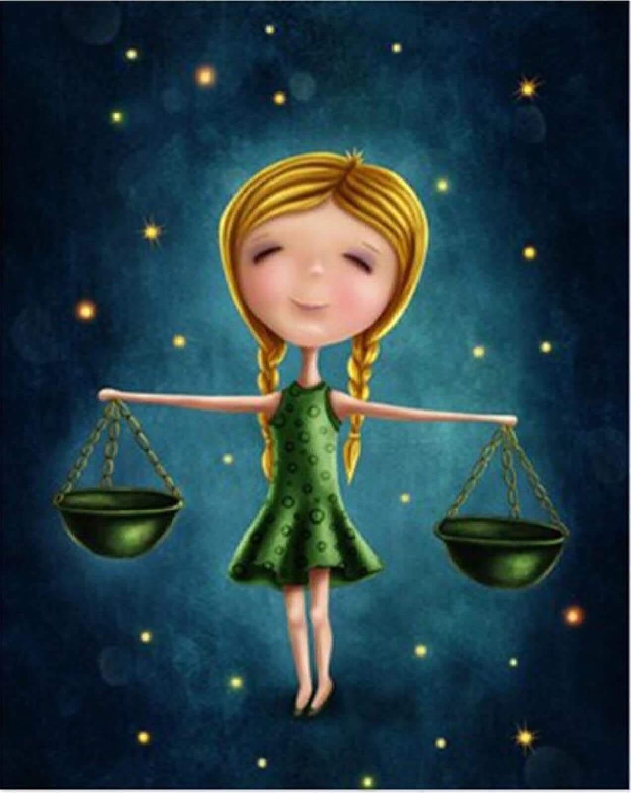 5D DIY Diamond Painting Kits for Adults - Full Drill Zodiac Constellation Libra 12x18 Inch (30x45cm) Diamond Art, Cross Stitch Embroidery Kit for Home & Office Wall Decor - Perfect for Stress Relief, Creative Gift & Relaxation Therapy