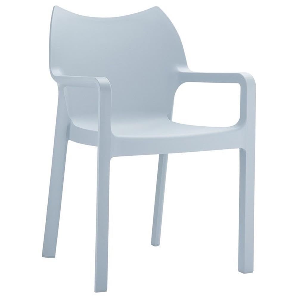 Premium Silver Resin Outdoor Patio Dining Arm Chairs - Set of 4, Weather-Resistant & Durable for Garden, Poolside, and Backyard Entertaining