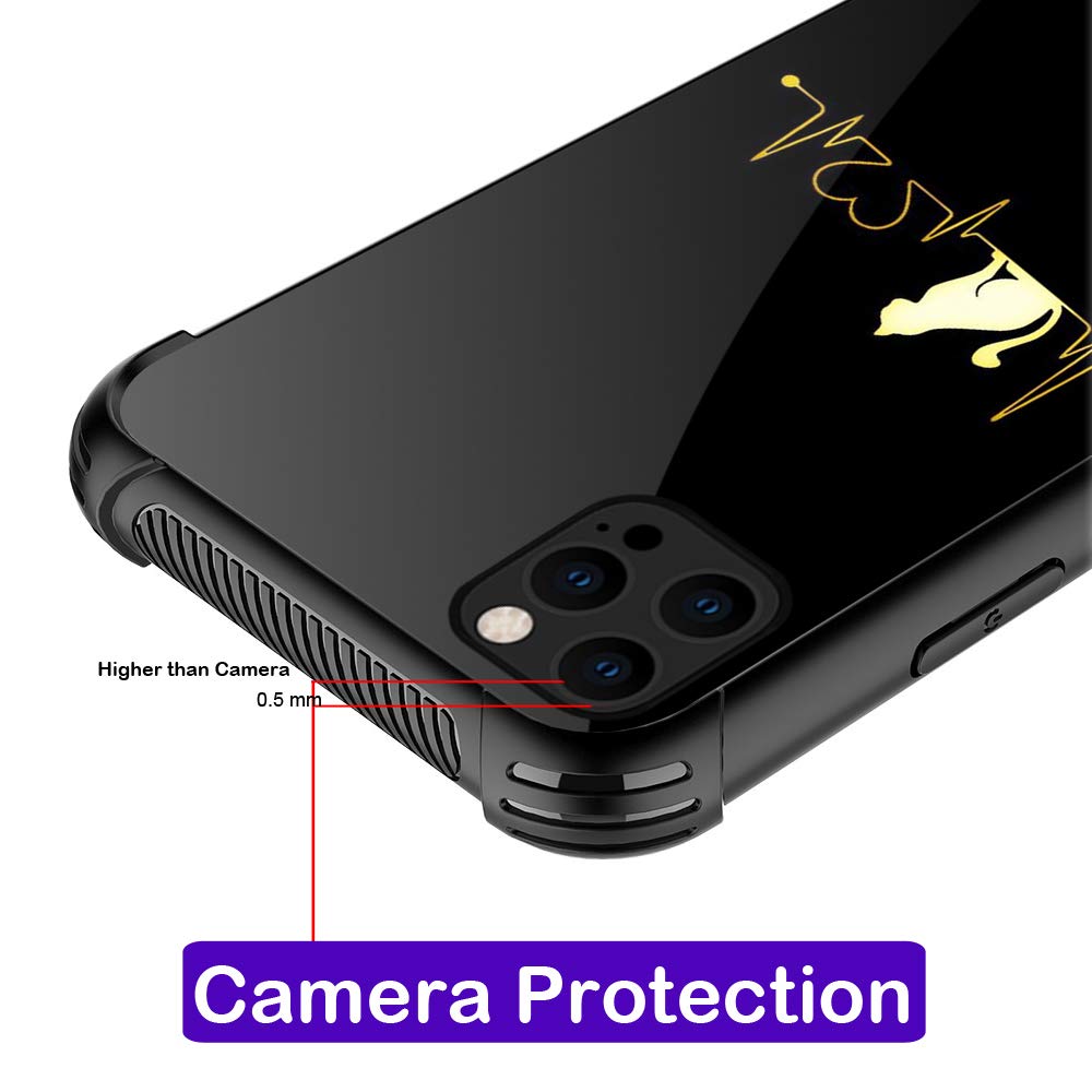 Shockproof iPhone 12 Pro Max Case with Non-Slip TPU Bumper & Reinforced Corners - Cute Cat Heartbeat Design for Women | Perfect for Everyday Protection & Style