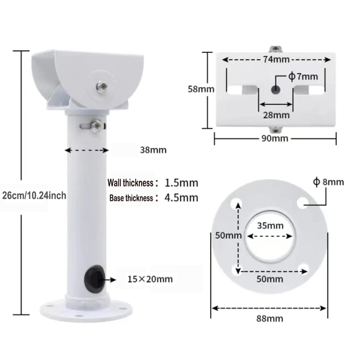 PCUORLEORS Universal Adjustable Security Camera Mount Bracket - T Shape Wall Mount for CCTV, IP & Dome Cameras | Indoor/Outdoor Surveillance Installation for Home & Business Security