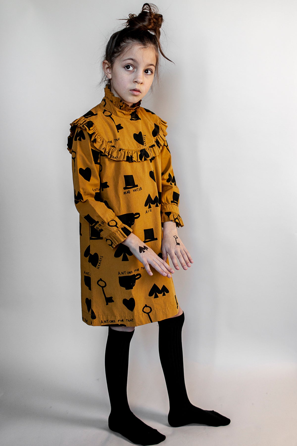 Beau Loves Wonderland Collar Girls Dress - Elegant Floral Print Party Dress for Toddler Girls - Perfect for Birthday Parties, Photo Shoots & Special Occasions