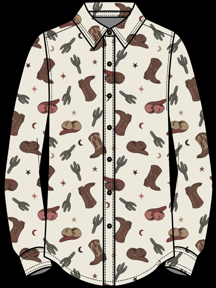 Ariat Women's Homestyle Western Cowgirl Print Shirt - Ivory Floral Design - Perfect for Rodeo, Country Music Festivals & Casual Western Wear