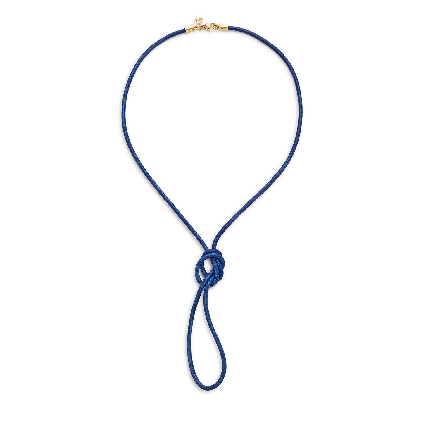 Temple St. Clair Blue Leather Cord Necklace - Handmade Adjustable Jewelry for Women | Perfect for Layering, Everyday Wear & Special Occasions