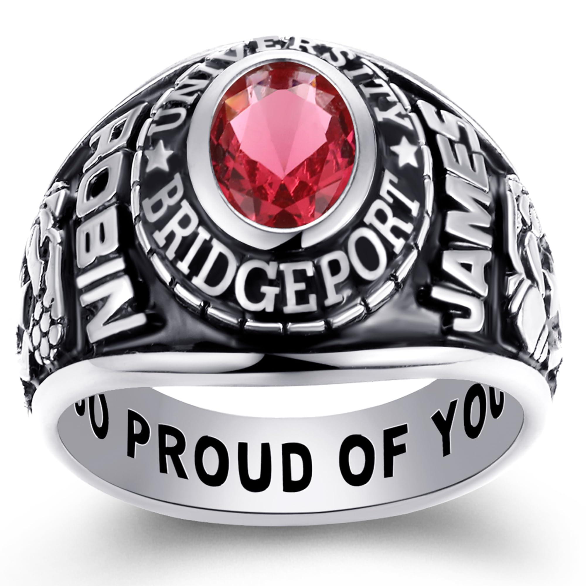 Personalized Custom Class Rings for Men & Women - 10KT Gold, Sterling Silver, Birthstone Options - High School Graduation Rings (Sizes 5-15) - Perfect for Commencement Gifts, Alumni Reunions & School Spirit Events