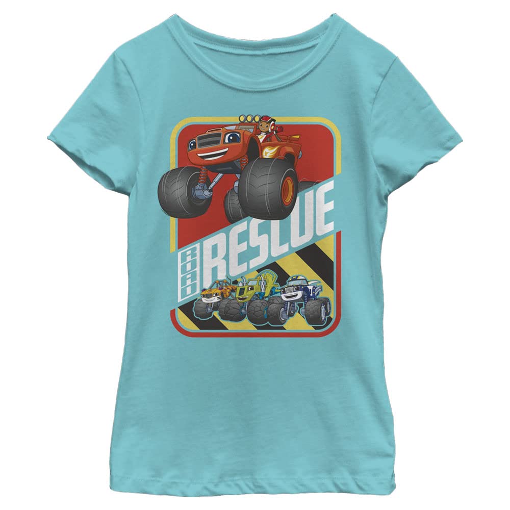 Nickelodeon Blaze and The Monster Machines Road Rescue Girls Short Sleeve T-Shirt - Kids Cartoon Character Tee for Playdates, Birthday Parties & School Outfits