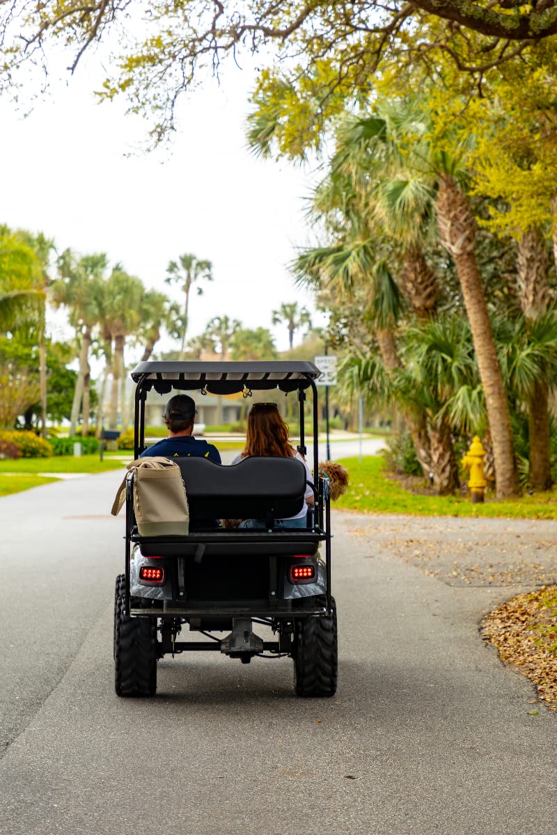 Club Car Precedent Golf Cart Rear Flip Seat Kit with Steel Frame - Compatible with 2004-Up Models (Black) | Heavy-Duty Upgrade for Golf Carts & Utility Vehicles | Perfect for Golf Courses, Resorts & Neighborhood Transport