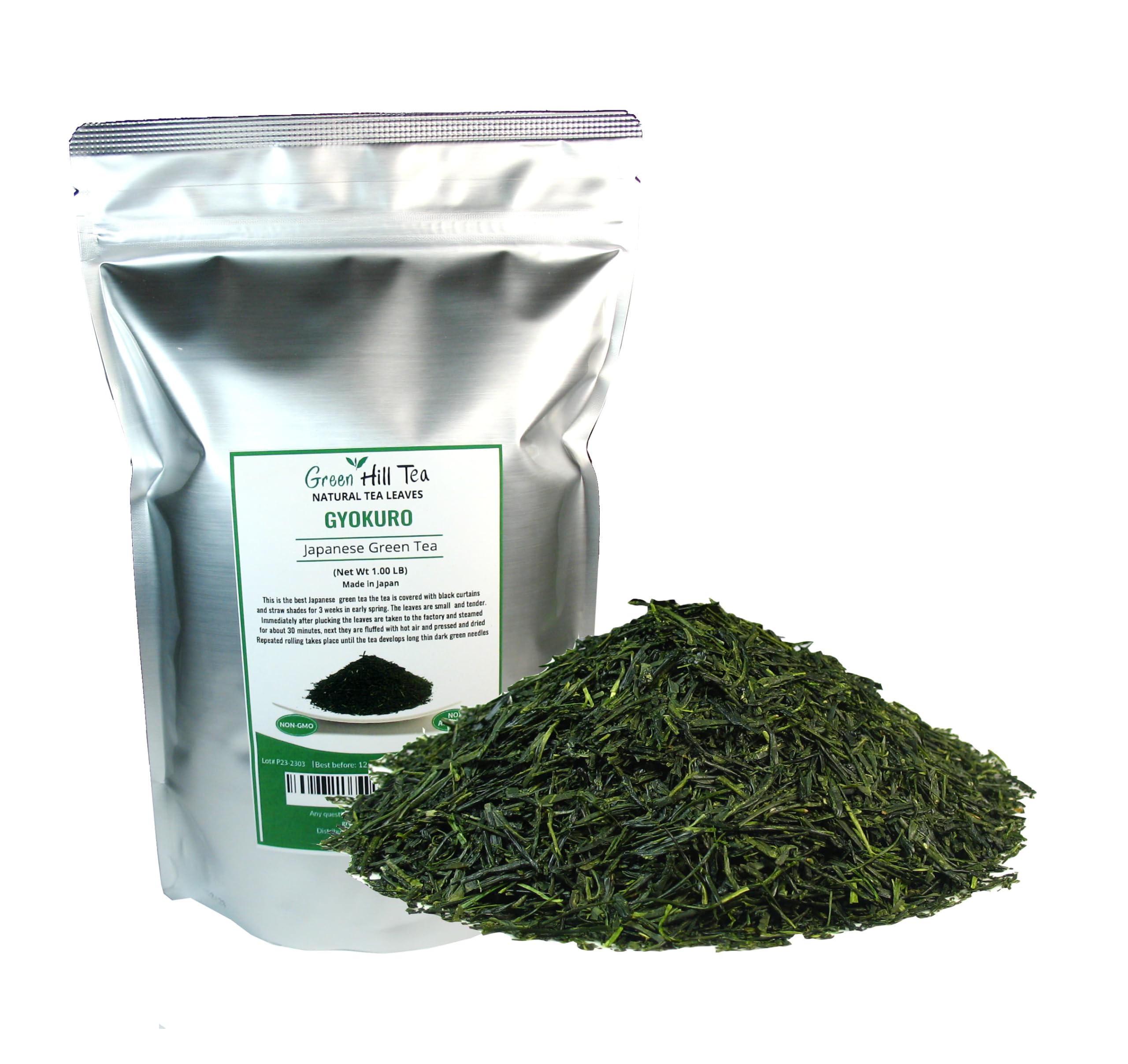 Premium Gyokuro Japanese Green Tea Loose Leaf - 1 LB Bag | Authentic Shade-Grown Greenhilltea | Perfect for Daily Relaxation, Tea Ceremonies & Healthy Lifestyle
