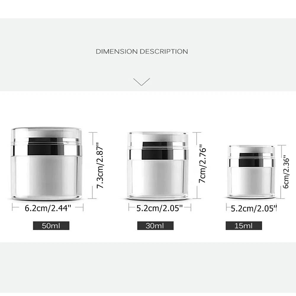 2Pcs Airless Pump Jars - 50ml Refillable Vacuum Cream Containers for Travel | Portable Lotion Dispenser for Face Cream, Moisturizer, Eye Serum & Makeup | Leak-Proof Cosmetic Storage for Home & On-The-Go Use