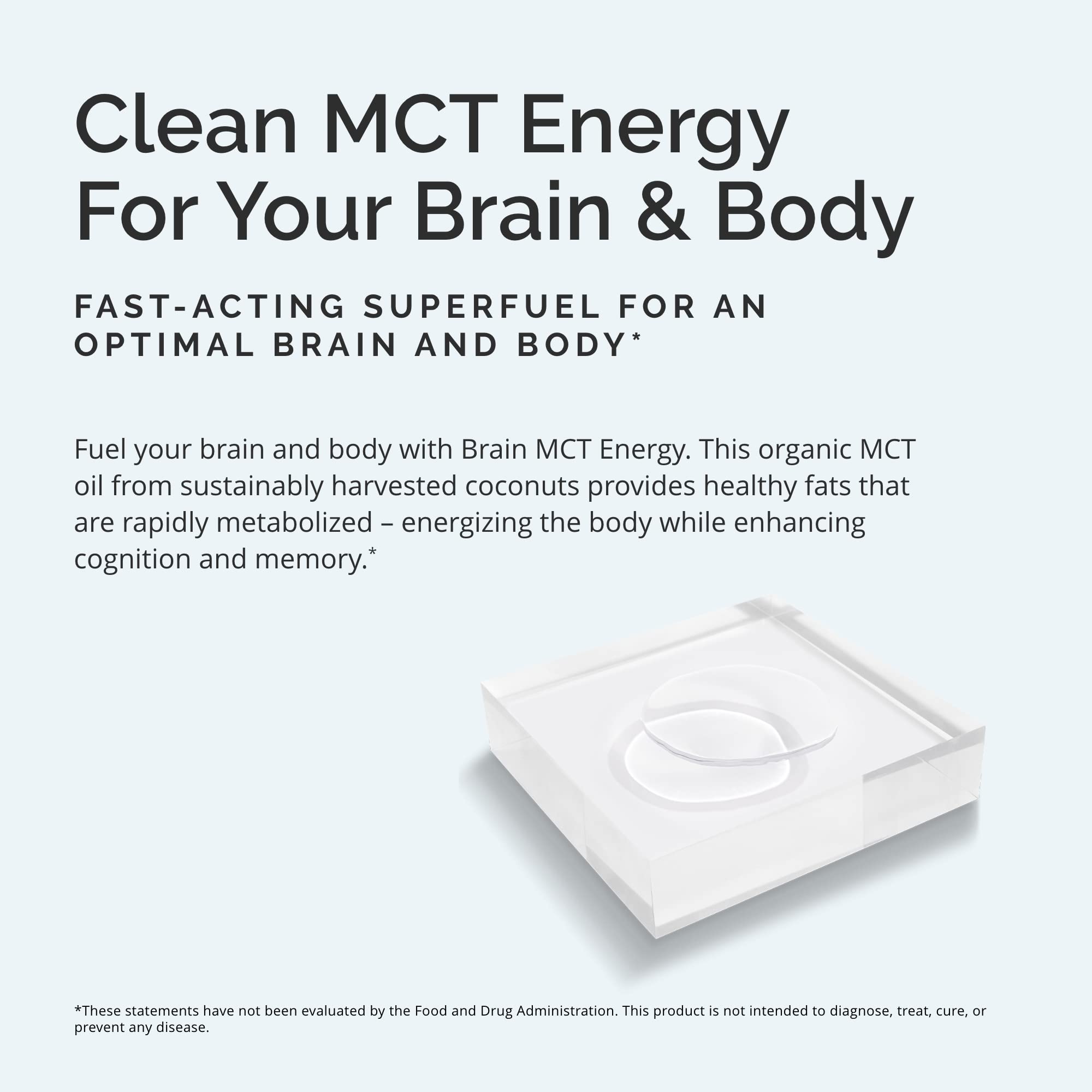 Dr. Amen BrainMD Brain MCT Energy Supplement - 16 fl oz Bottle | Supports Brain Function & Physical Energy | Enhances Focus & Satiety | Fast-Acting, Gluten-Free Formula (31 Servings) | Ideal for Workouts, Study Sessions & Keto Diets