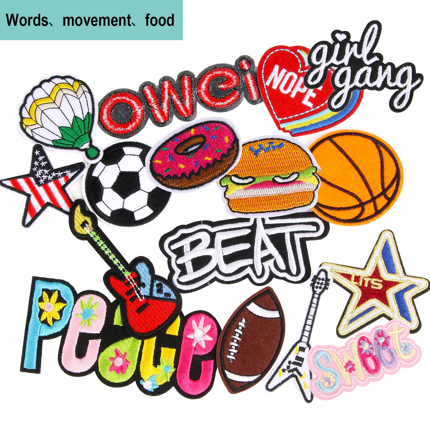 60pcs Random Assorted DIY Embroidered Iron On Patches - Sew On Applique Repair Patches for Backpacks, Jeans, Jackets, Hats & Clothes - Perfect for Customizing Denim, Bags & DIY Fashion Projects