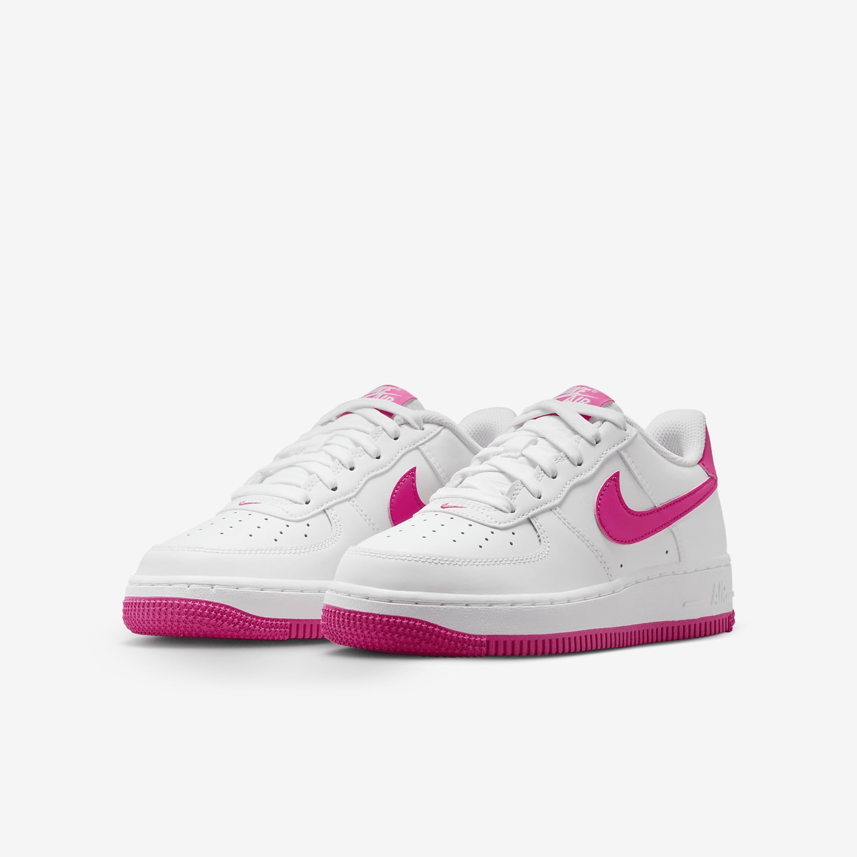 Nike Air Force 1 Big Kids' Shoes - White/Laser Fuchsia (FV5948-102) - Size 4 Big Kid - Perfect for School, Sports & Casual Wear