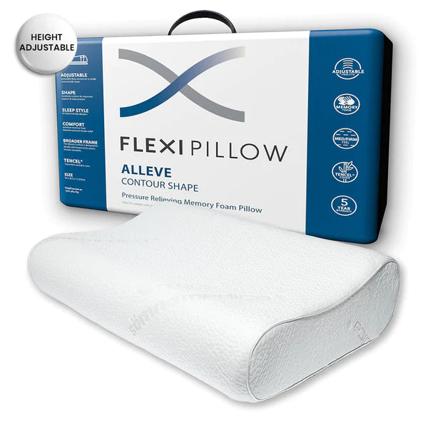 Flexi Pillow Alleve Contoured Firm Memory Foam Pillow for Neck Pain Relief & Side Sleepers - Orthopedic Support for Better Sleep
