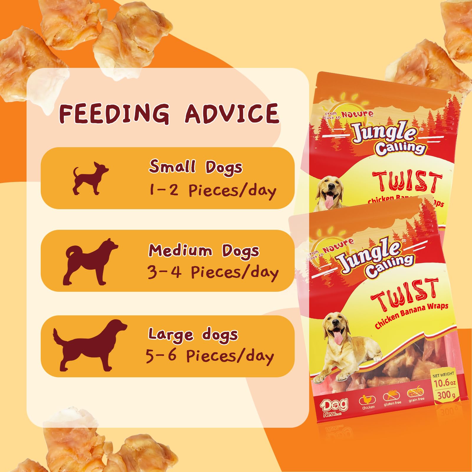 Natural Chicken Wrapped Banana Dog Treats - High Fiber Training Chews for Small & Medium Dogs | Healthy Snacks for Training & Rewards | 10.6oz