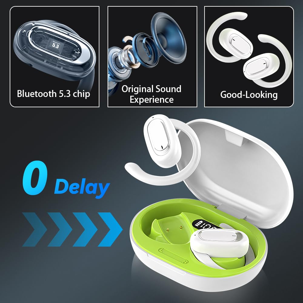 OneNine Latest 3D Surround Sound Open OWS Bluetooth Headphones - Wireless Noise Cancelling Hanging Earphones, IPX5 Waterproof Open Ear Earbuds for Cycling, Running, Workouts & Outdoor Sports | Comfortable for All-Day Wear