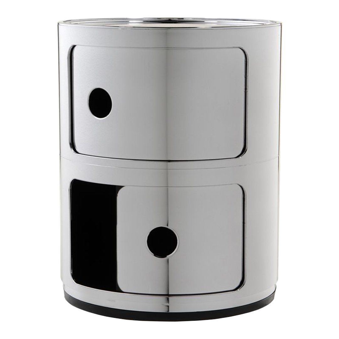 Componibili Round 2-Door Storage Tower - Modern Modular Cabinet for Bedroom, Living Room & Office Organization