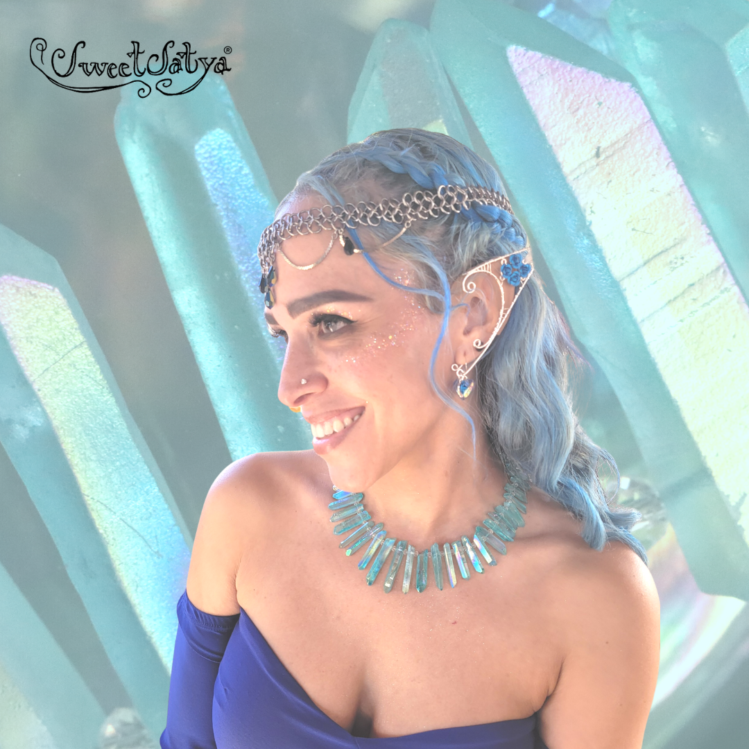 Aqua Aura Crystal Point Necklace - Natural Healing Stone Pendant for Women, Chakra Balancing Jewelry | Perfect for Meditation, Yoga & Spiritual Gifts