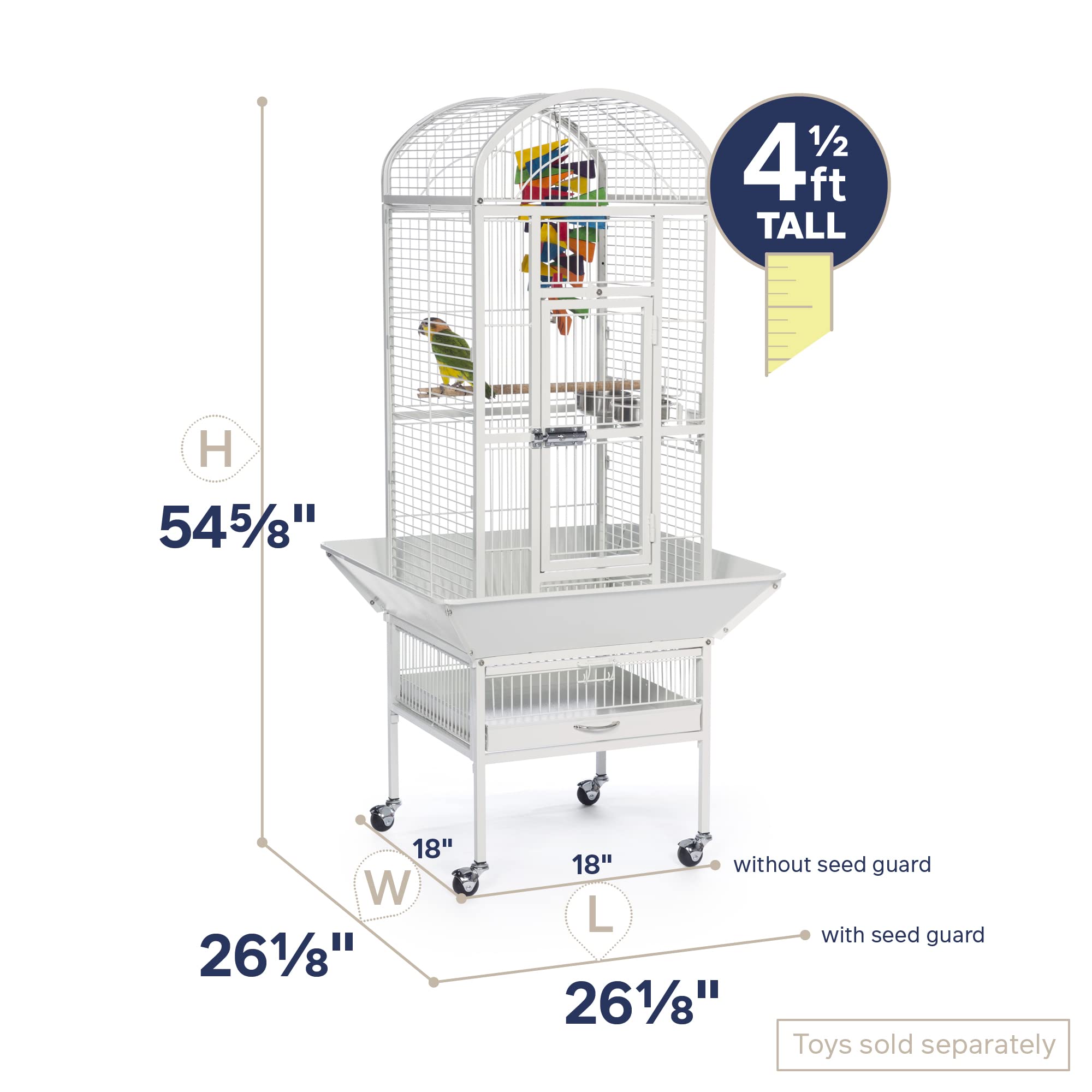 Prevue Pet Products 34512 Small Chalk White Dometop Bird Cage - Perfect for Parakeets, Finches & Small Birds - Home & Office Decor