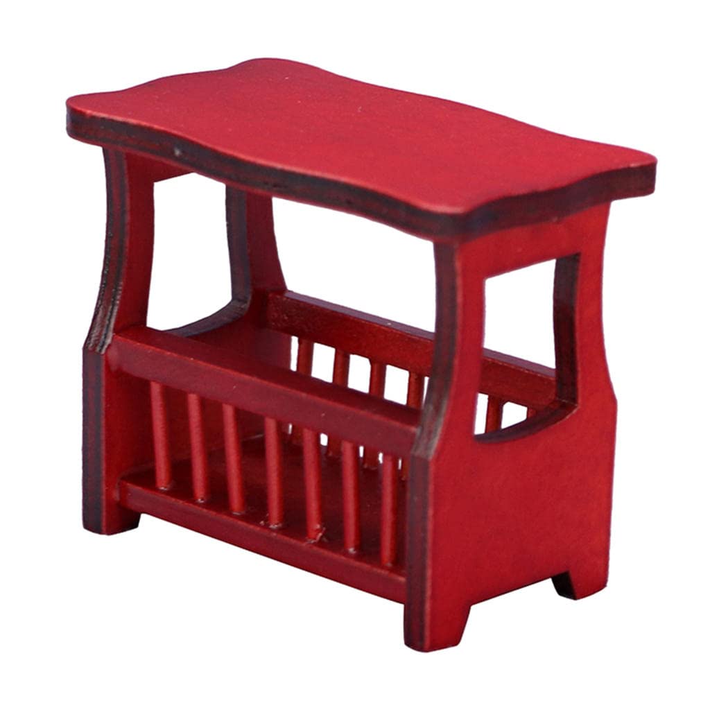 1/12 Scale Miniature Dollhouse Coffee Table - Vintage Wooden Simulation End Table for DIY Model Toys, Living Room & Bedroom Decor - Perfect for Kids, Girls & Collectors