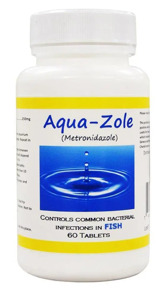 Aqua Zole Metronidazole 250mg - 60 Tablets for Bacterial & Parasitic Infections - Treats Giardiasis, Trichomoniasis & More - Ideal for Travelers & Pet Owners
