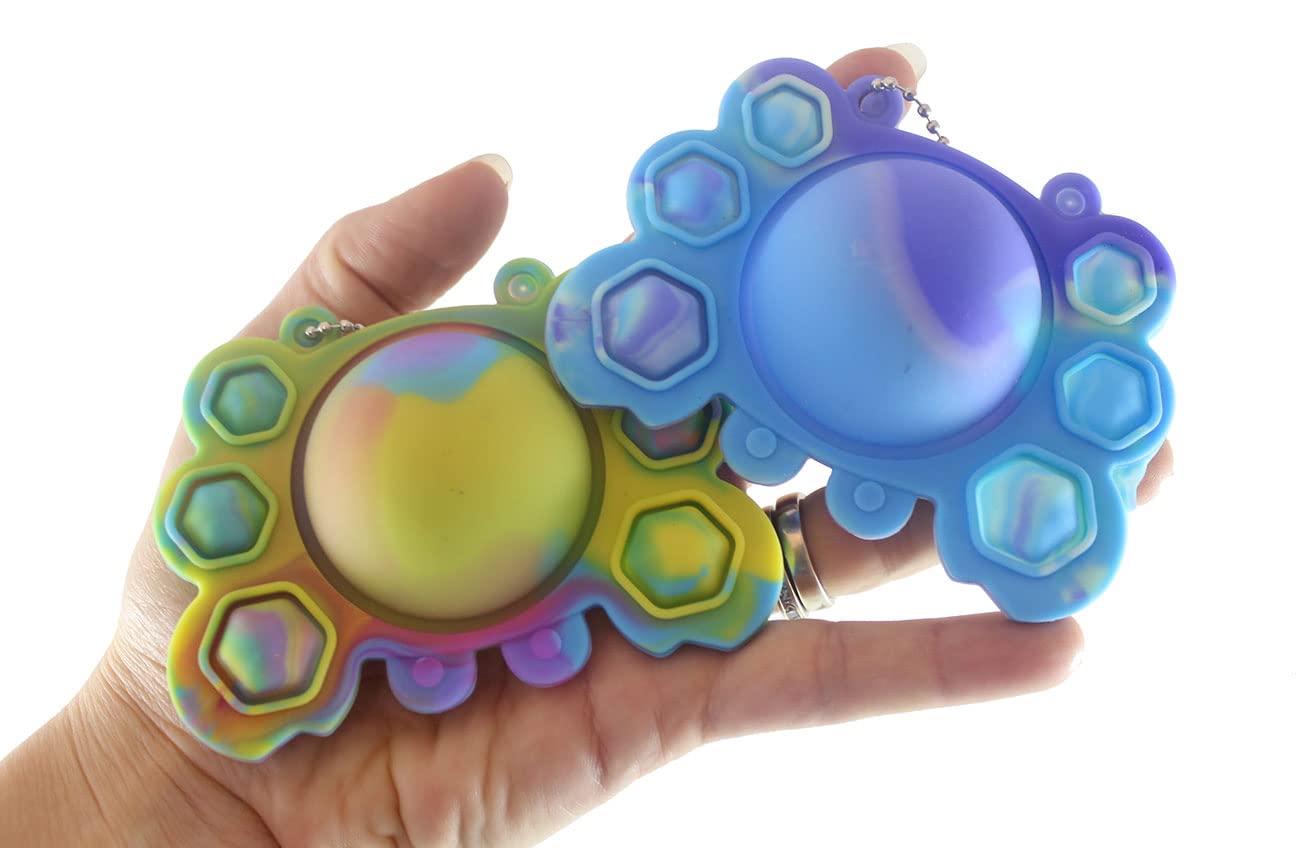 2 Pack Crab Bubble Pop Fidget Toy - Happy Sad Flip Inside Out Ocean Animal Sensory Stress Relief Toy - Silicone Push Poke Bubble Wrap Popper for Anxiety, ADHD & Autism - Perfect for Home, Office & Travel (Random Colors)